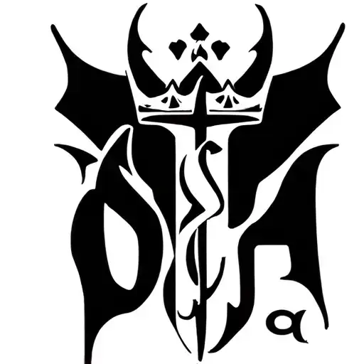  simple small christian cross with a crown ontop and the letters d j a integrated tattoo design idea