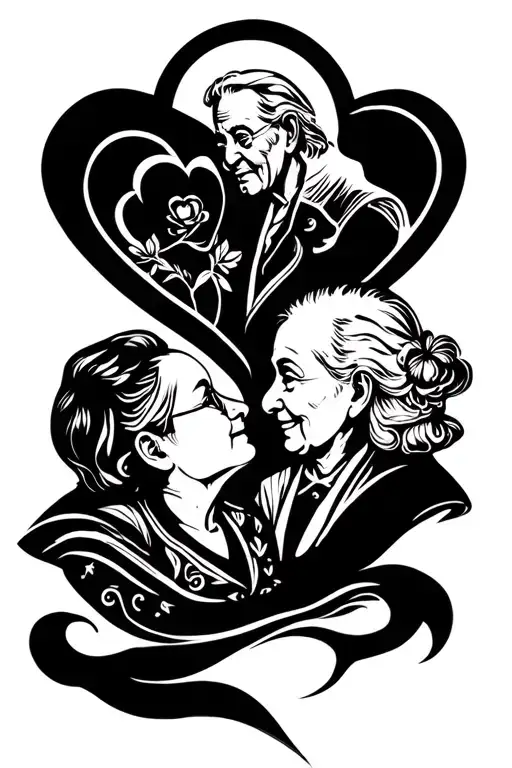 grandparents and grandchildren tattoo design idea