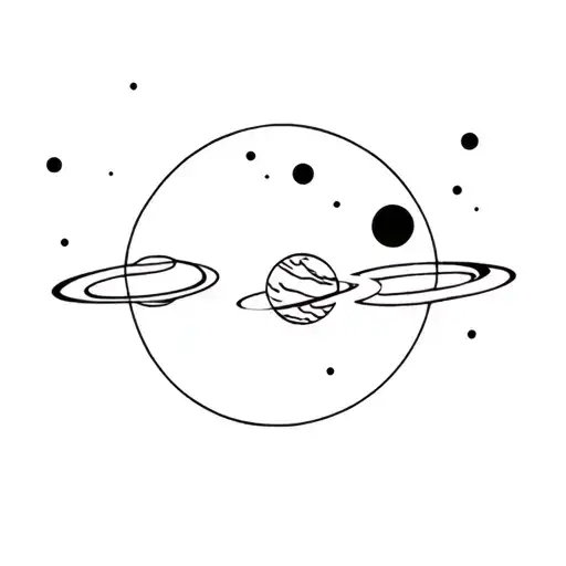 rings planets tattoo design idea