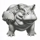 realistic hippo with mouth wide open tattoo design idea