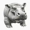 realistic hippo with mouth wide open tattoo design idea