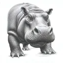 realistic hippo with mouth wide open tattoo design idea