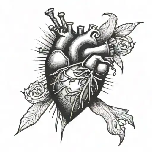 broken heart bandage family tattoo design idea