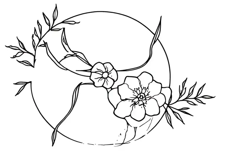 Sagittarius sign and December flower intertwined tattoo design idea