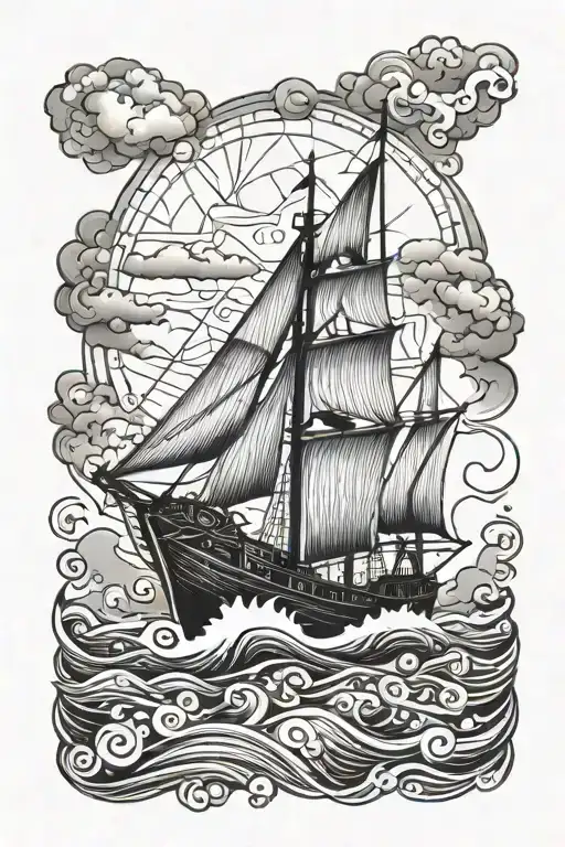Trust your journey with boat sailing towards tattoo design idea