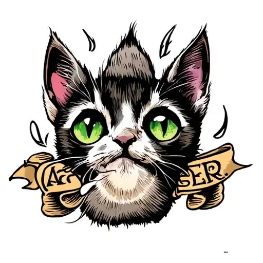 Cat paw with the name "Casper" over it tattoo design idea