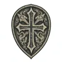 cross inside shield engraved tattoo design idea