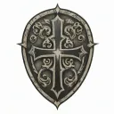 cross inside shield engraved tattoo design idea