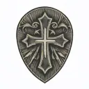 cross inside shield engraved tattoo design idea