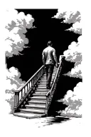 Man Walking Up Stairs leading to sky tattoo design idea