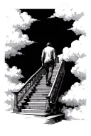 Man Walking Up Stairs leading to sky tattoo design idea