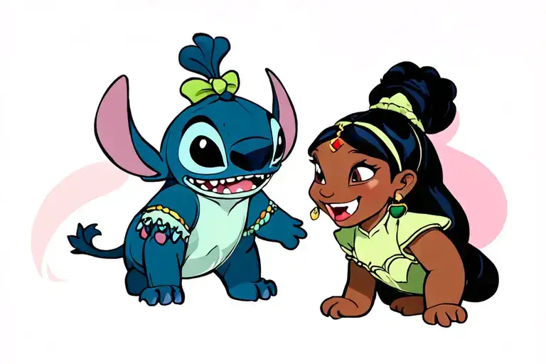 Stitch and Tiana tattoo design idea