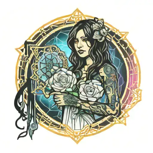 pierce the veil bride holding a bouquet tattoo design idea