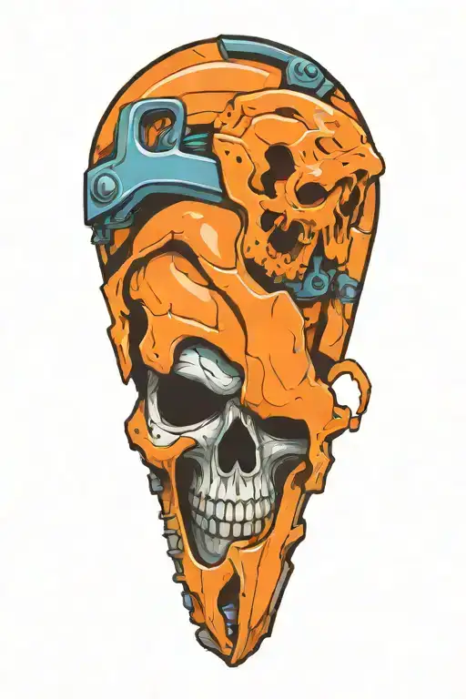 chainsaw, skull tattoo design idea