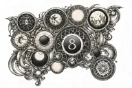 888 and moon phases tattoo design idea