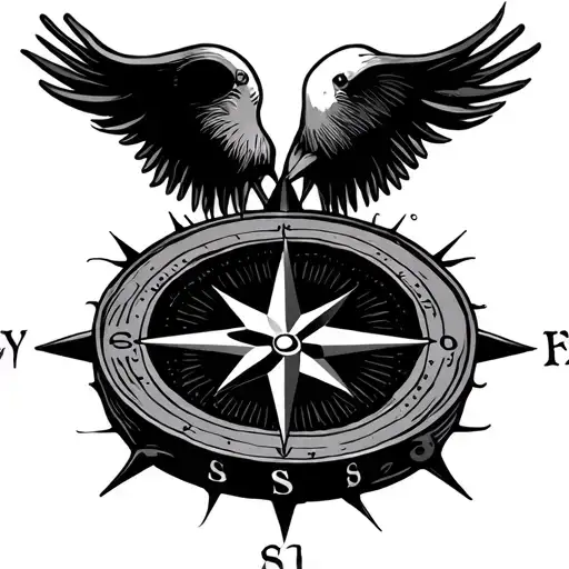 Compass with the name of my family tattoo design idea