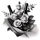 rosé bouquet wrapped in news paper tattoo design idea