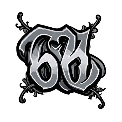 666 numbers tattoo design idea