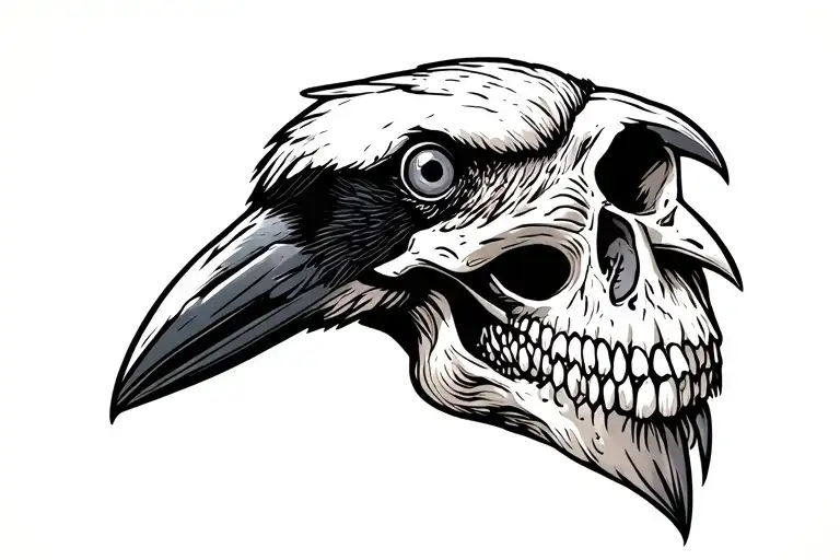 crow skull tattoo design idea