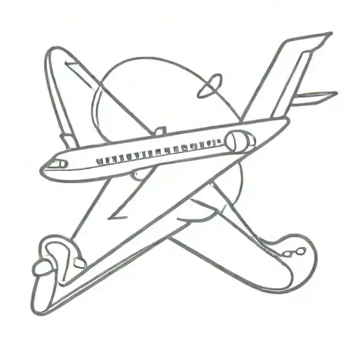 airplane outline with a heart and TM initials intertwined tattoo design idea