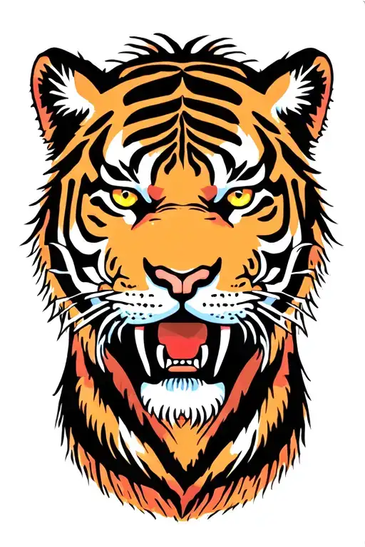 tiger head no neck tattoo design idea