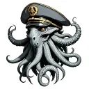 cthulhu with captain hat tattoo design idea