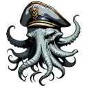 cthulhu with captain hat tattoo design idea