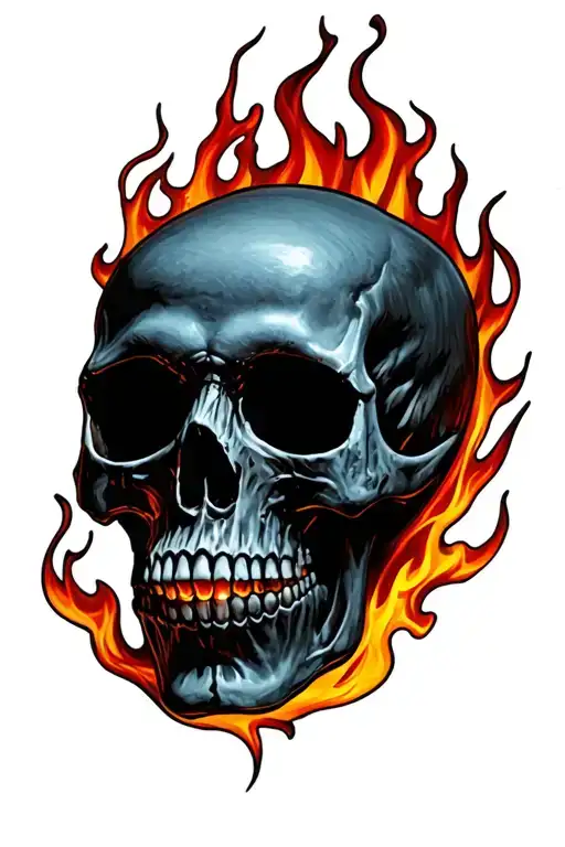 Skull in Fire tattoo design idea