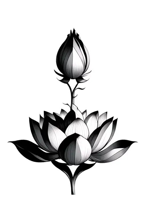 Lotus flower with geometric ornamental details tattoo design idea