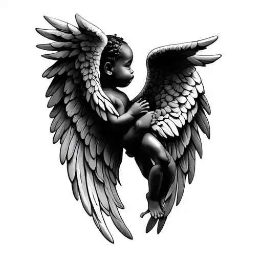 baby African Angel Wings tattoo design idea
