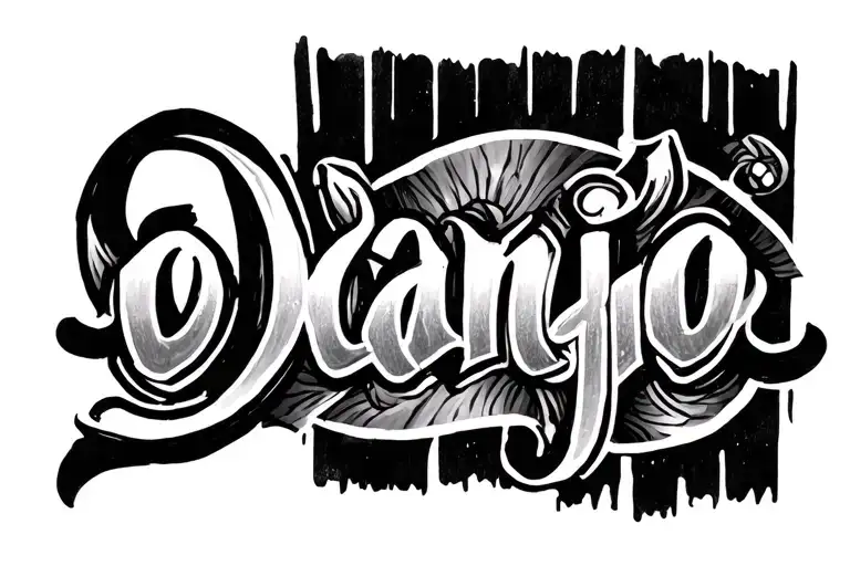 a writing in cursive that says "o Danjo" tattoo design idea