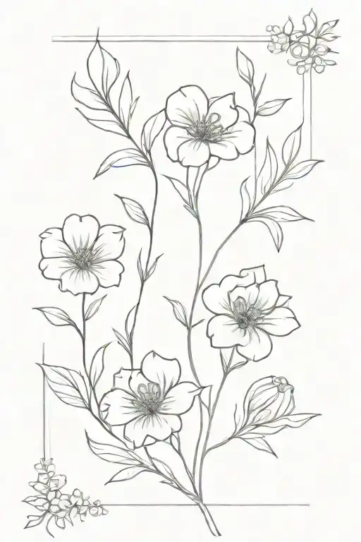 birth flower bouquet February, July and November  tattoo design idea