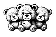 three ripped up teddy bears tattoo design idea