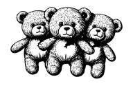 three ripped up teddy bears tattoo design idea