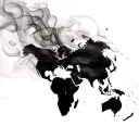 Create a world map with a horizontal smoke effect tattoo design idea