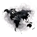 Create a world map with a horizontal smoke effect tattoo design idea