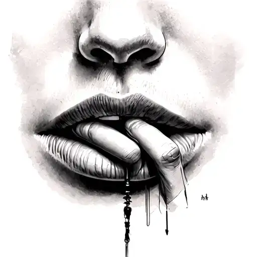 assassin finger over lips tattoo design idea