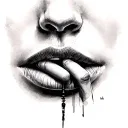 assassin finger over lips tattoo design idea