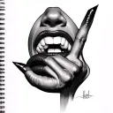 assassin finger over lips tattoo design idea