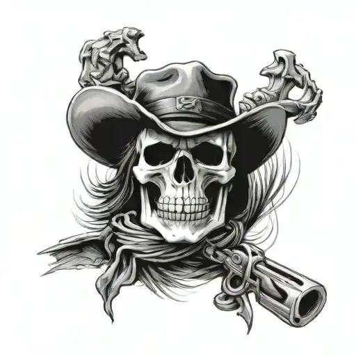 outlaw skull cowboy tattoo design idea