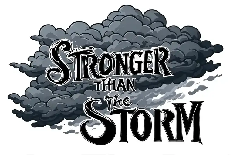 Stronger Than The Storm clouds tattoo design idea