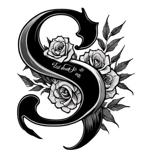 Can u create a tatoo concept with the below1. Letter S2. Till death do us apartDo not write them as is. Think o tattoo design idea