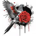 pigeon in the afterlife with rose  tattoo design idea
