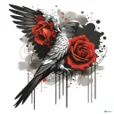 pigeon in the afterlife with rose  tattoo design idea