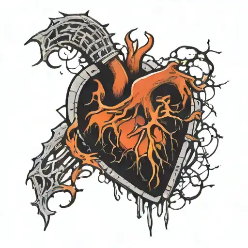 dissinigrating black heart in a prison cell  tattoo design idea