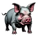 zombie pig tattoo design idea