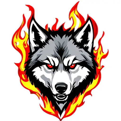 Wolf With Red Eyes with flames Tattoo  tattoo design idea
