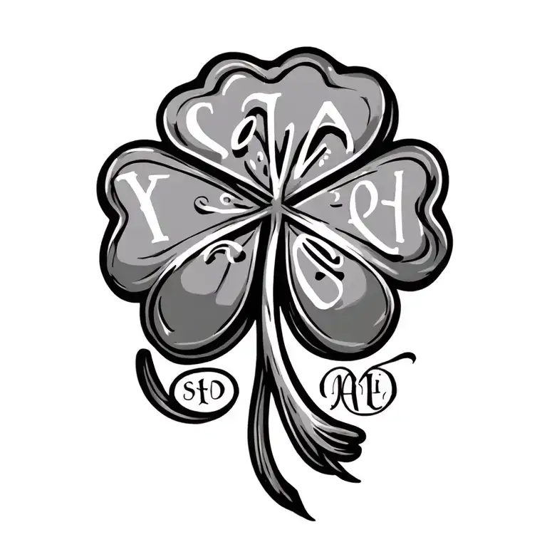 shamrock  with initials  tattoo design idea