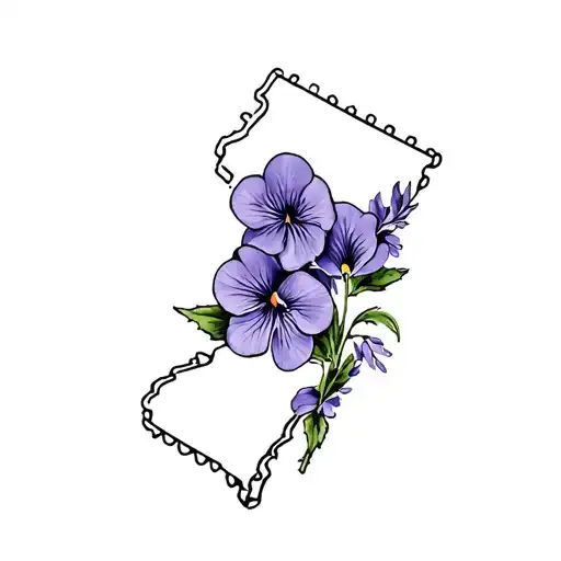 New Jersey postage stamp tattoo with violets tattoo design idea