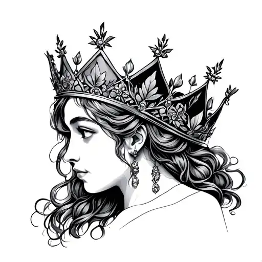 Leaf princess crown tattoo design idea